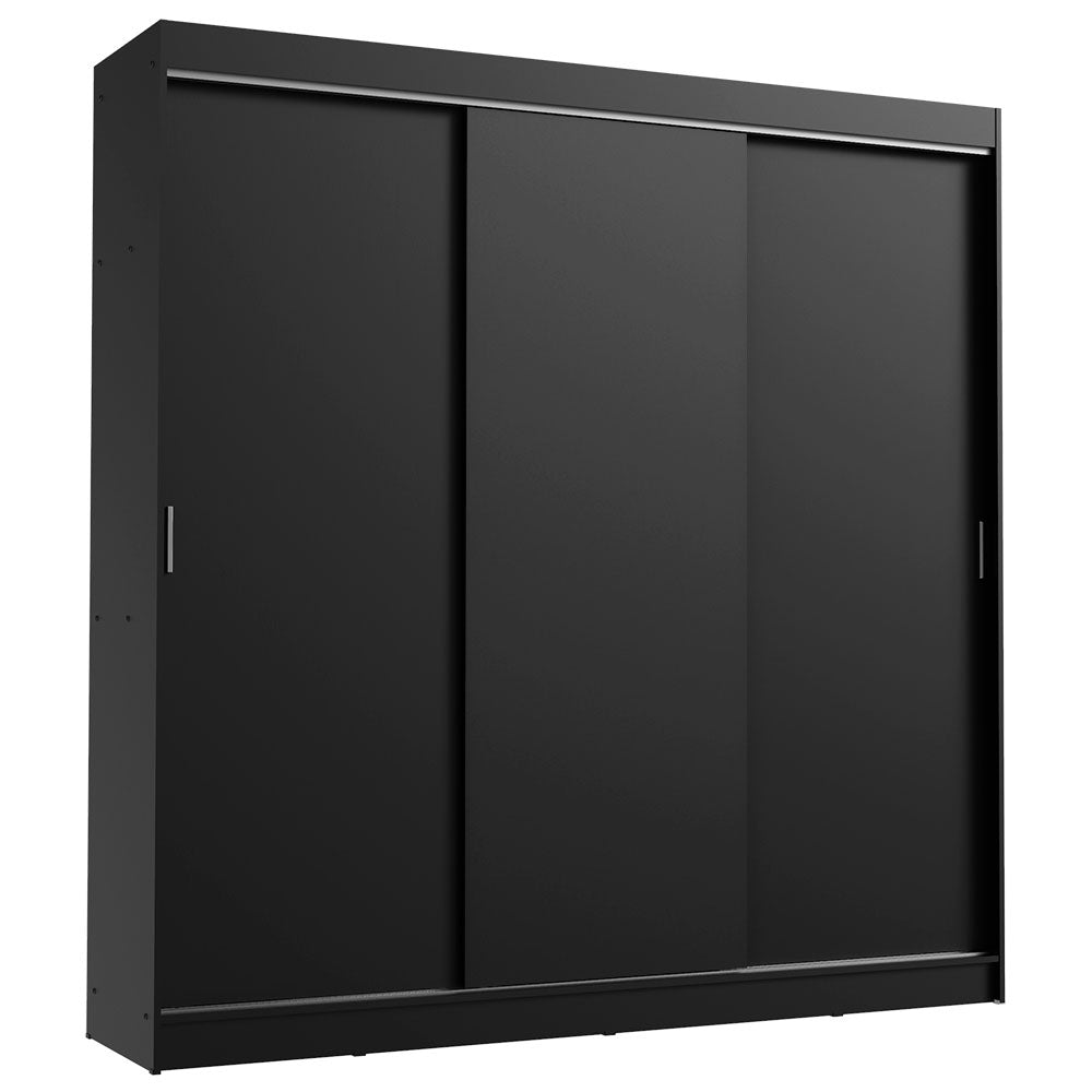 Guarda-Roupa Casal Madesa Kansas 3 Portas de Correr 3 Gavetas Preto