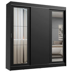 Guarda-Roupa Casal Madesa Kansas 3 Portas de Correr com Espelhos 3 Gavetas Preto