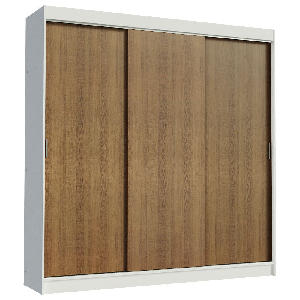 Guarda-Roupa Casal Madesa Kansas 3 Portas de Correr 3 Gavetas Branco/Rustic