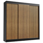 Guarda-Roupa Casal Madesa Kansas 3 Portas de Correr 3 Gavetas Preto/Rustic