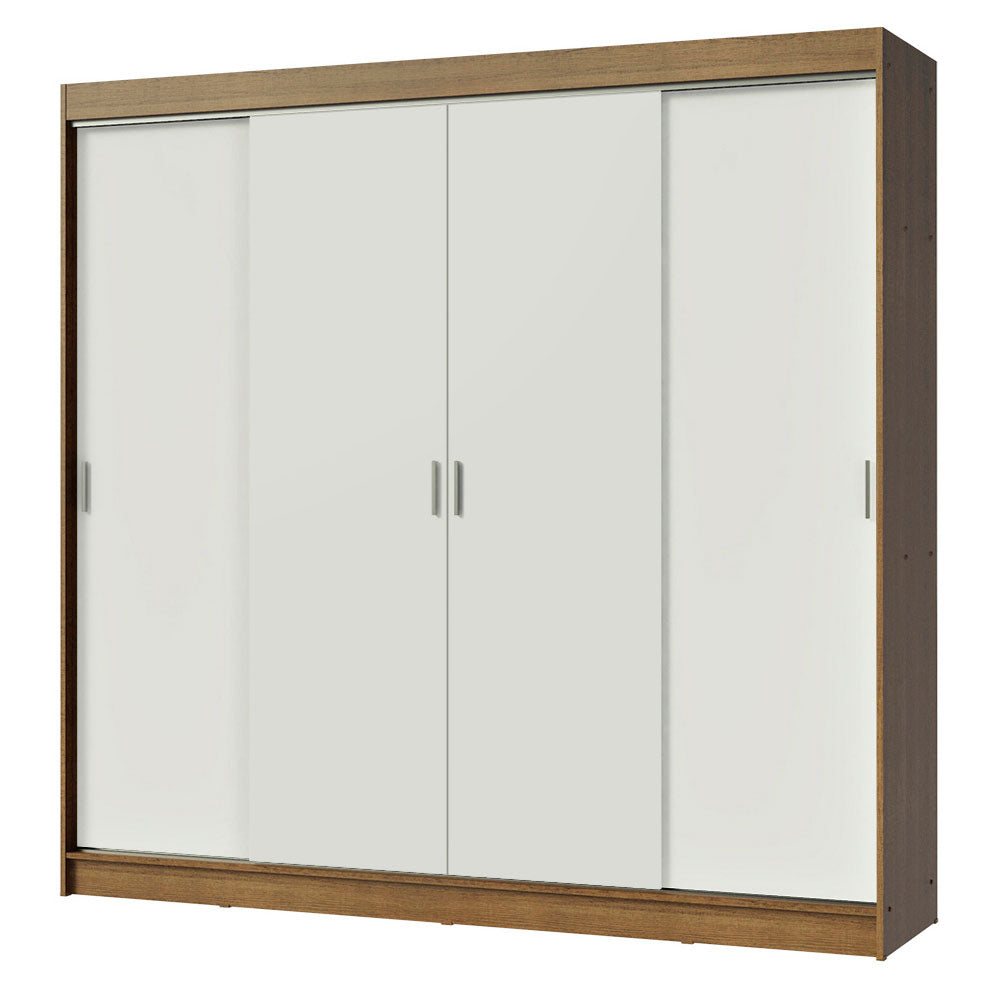 Guarda-Roupa Casal Madesa Austin 4 Portas de Correr 3 Gavetas Rustic/Branco