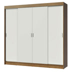 Guarda-Roupa Casal Madesa Austin 4 Portas de Correr 3 Gavetas Rustic/Branco
