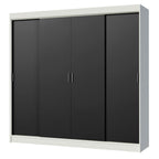 Guarda-Roupa Casal Madesa Austin 4 Portas de Correr 3 Gavetas Branco/Preto