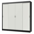 Guarda-Roupa Casal Madesa Austin 4 Portas de Correr 3 Gavetas Preto/Branco