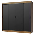 Guarda-Roupa Casal Madesa Austin 4 Portas de Correr 3 Gavetas Rustic/Preto