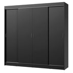 Guarda-Roupa Casal Madesa Austin 4 Portas de Correr 3 Gavetas Preto