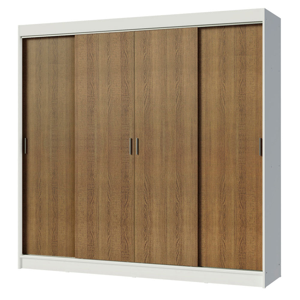 Guarda-Roupa Casal Madesa Austin 4 Portas de Correr 3 Gavetas Branco/Rustic
