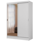 Guarda-Roupa Solteiro Madesa Luke 2 Portas de Correr com Espelho Branco