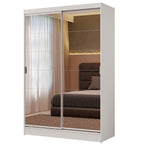 Guarda-Roupa Solteiro Madesa Luke 2 Portas de Correr de Espelho Branco