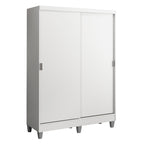 Guarda-Roupa Solteiro Madesa Luke 2 Portas de Correr de Madeira com Pés Branco