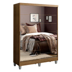 Guarda-Roupa Solteiro Madesa Luke 2 Portas de Correr de Espelho com Pés Rustic