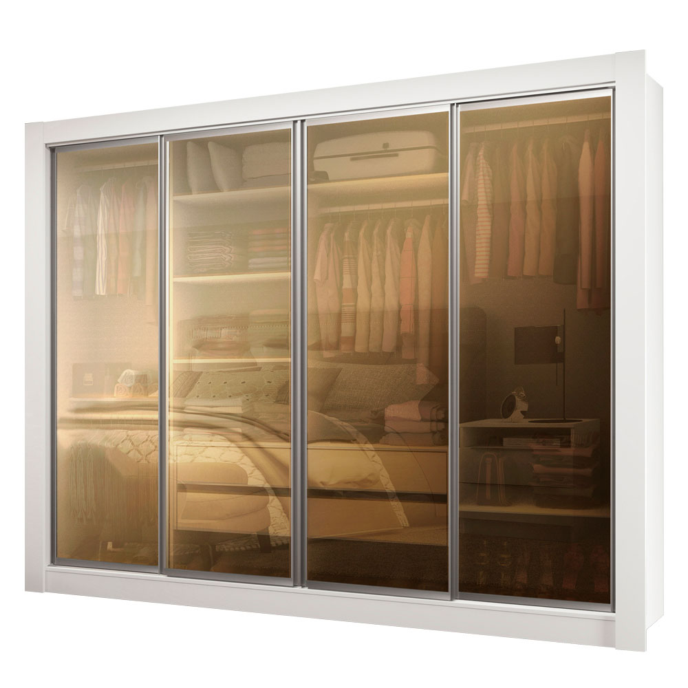 Guarda-Roupa Kremlin Reflex Madesa 4 Portas de Correr Branco