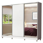 Guarda-Roupa Casal 100% MDF Madesa Royale 3 Portas de Correr com Espelhos com Pés Branco