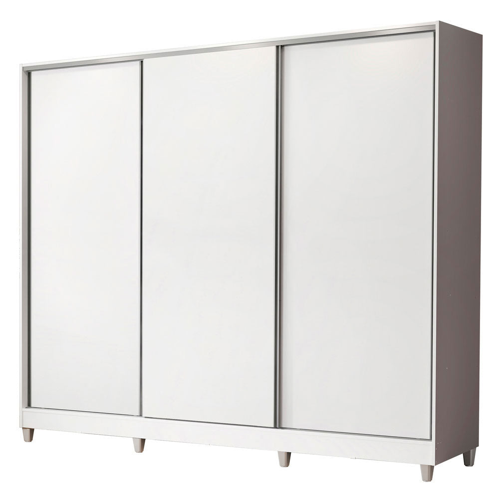 Guarda-Roupa Casal 100% MDF Madesa Royale 3 Portas de Correr com Pés Branco