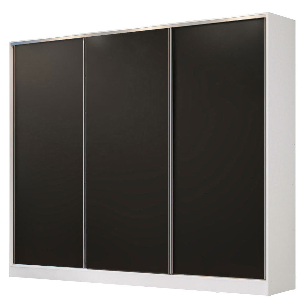 Guarda-Roupa Casal 100% MDF Madesa Royale 3 Portas de Correr Branco/Preto