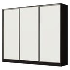 Guarda-Roupa Casal 100% MDF Madesa Royale 3 Portas de Correr Preto/Branco