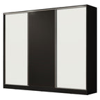 Guarda-Roupa Casal 100% MDF Madesa Royale 3 Portas de Correr Preto/Branco/Preto
