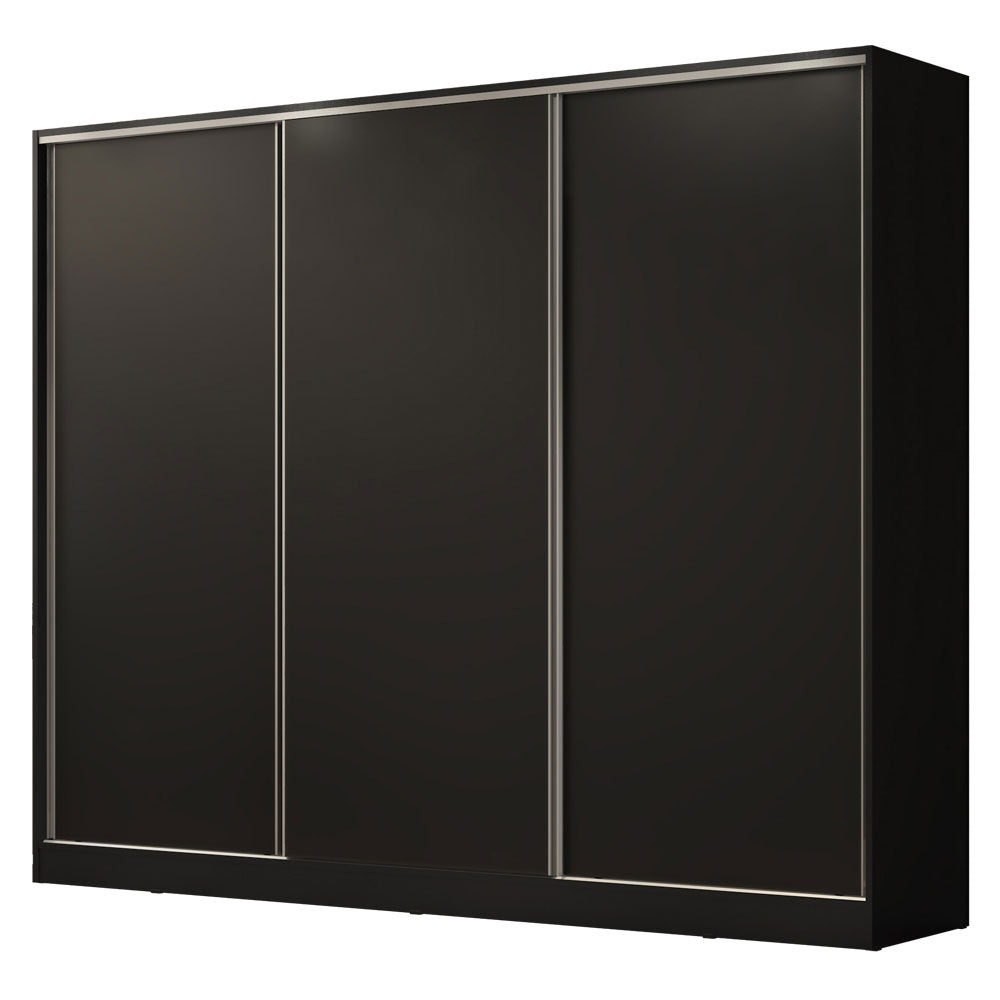 Guarda-Roupa Casal 100% MDF Madesa Royale 3 Portas de Correr Preto