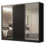 Guarda-Roupa Casal 100% MDF Madesa Royale 3 Portas de Correr com Espelhos Preto