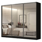 Guarda-Roupa Casal 100% MDF 3 Portas de Correr de Espelho Preto Madesa Royale