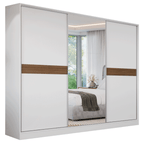 Guarda-Roupa Casal 100% MDF 3 Portas 1 Espelho Branco Malta Madesa