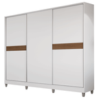 Guarda-Roupa Casal 100% MDF com Pés 3 Portas Branco Malta Madesa