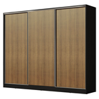 Guarda-Roupa Casal 100% MDF Madesa Royale 3 Portas de Correr Preto/Rustic