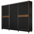 Guarda-Roupa Casal 100% MDF com Pés 3 Portas Preto Malta Madesa