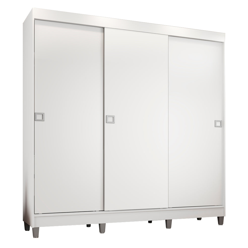 Guarda-Roupa Casal Madesa Napoli 3 Portas de Correr com Pés Branco