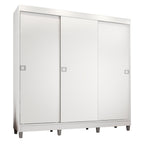 Guarda-Roupa Casal Madesa Napoli 3 Portas de Correr com Pés Branco