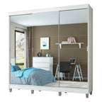 Guarda-Roupa Casal Madesa Veneza 3 Portas de Correr com Espelho com Pés Branco