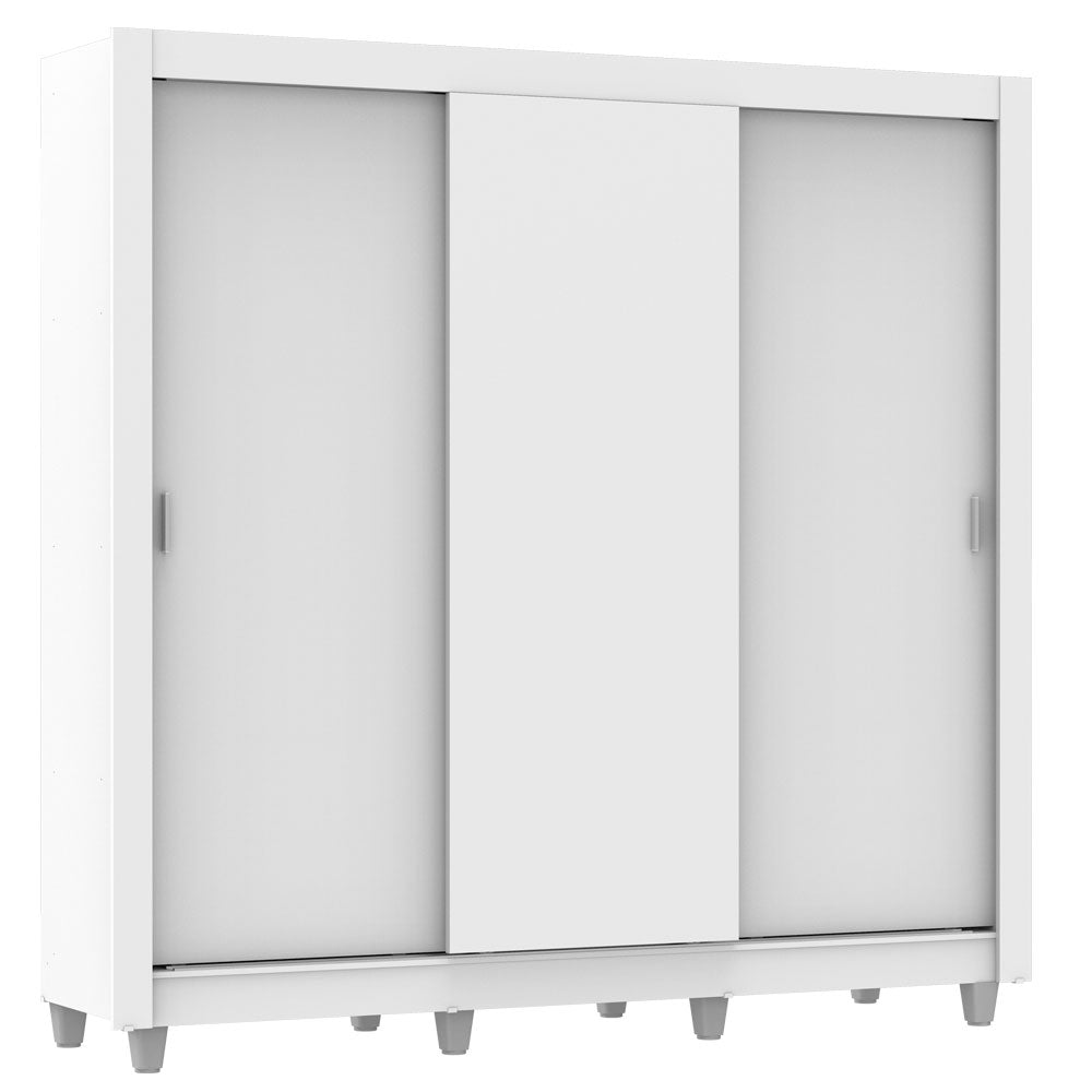 Guarda-Roupa Casal Madesa Lyon 3 Portas de Correr 2 Gavetas com Pés Branco