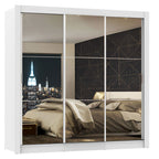 Guarda-Roupa Casal Madesa Mônaco 3 Portas de Correr de Espelho Branco