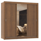 Guarda-Roupa Casal 3 Portas de Correr com Espelho Rustic Madesa Mônaco