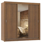 Guarda-Roupa Casal Madesa Lyon 3 Portas de Correr com Espelho 2 Gavetas Rustic