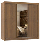 Guarda-Roupa Casal Madesa Lyon Plus 3 Portas de Correr com Espelho 4 Gavetas Rustic