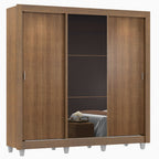 Guarda-Roupa Casal Madesa Mônaco 3 Portas de Correr com Espelho com Pés Rustic