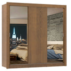 Guarda-Roupa Casal Madesa Lyon 3 Portas de Correr com Espelhos 2 Gavetas Rustic