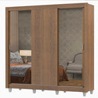 Guarda-Roupa Casal Madesa Lyon Plus 3 Portas de Correr com Espelhos 4 Gavetas com Pés Rustic