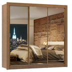 Guarda-Roupa Casal Madesa Lyon 3 Portas de Correr de Espelho 2 Gavetas Rustic