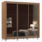 Guarda-Roupa Casal Madesa Mônaco 3 Portas de Correr de Espelho com Pés Rustic