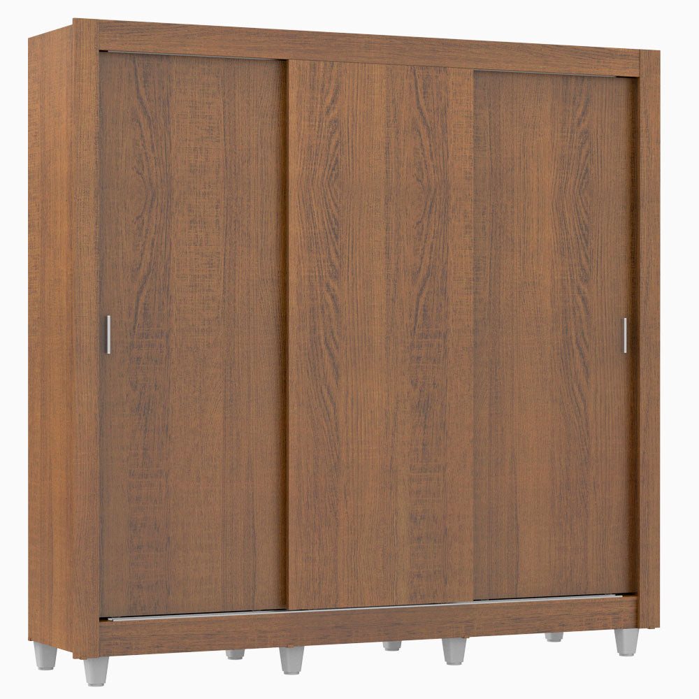 Guarda-Roupa Casal Madesa Lyon Plus 3 Portas de Correr 4 Gavetas com Pés Rustic