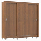 Guarda-Roupa Casal Madesa Lyon Plus 3 Portas de Correr 4 Gavetas com Pés Rustic