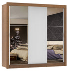 Guarda-Roupa Casal Madesa Mônaco 3 Portas de Correr com Espelhos Rustic/Branco