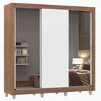 Guarda-Roupa Casal Madesa Mônaco 3 Portas de Correr com Espelhos com Pés Rustic/Branco