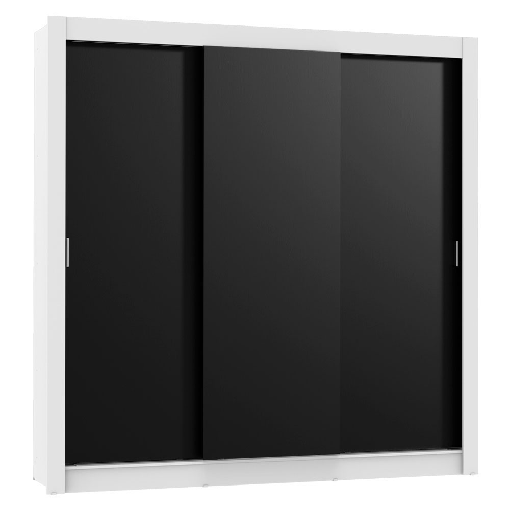 Guarda-Roupa Casal 3 Portas de Correr Branco/Preto Nobre Madesa