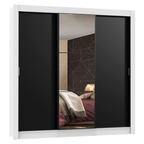 Guarda-Roupa Casal Madesa Mônaco 3 Portas de Correr com Espelho Branco/Preto