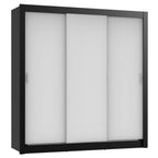 Guarda-Roupa Casal Madesa Lyon 3 Portas de Correr 2 Gavetas Preto/Branco