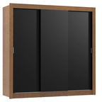 Guarda-Roupa Casal Madesa Mônaco 3 Portas de Correr Rustic/Preto