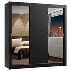 Guarda-Roupa Casal Madesa Lyon Plus 3 Portas de Correr com Espelhos 4 Gavetas Preto